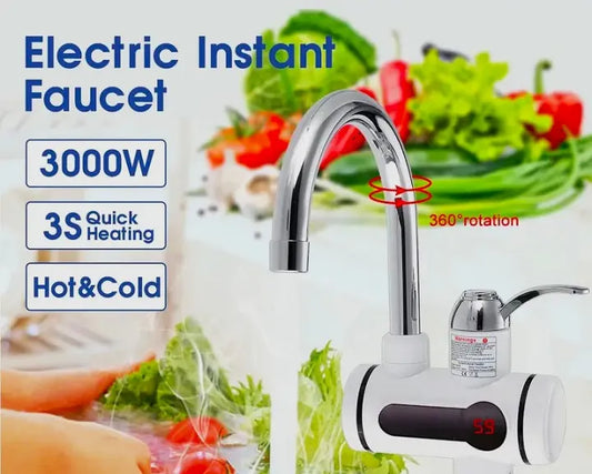 Hot Water Tap Instant Heating Electric Water Heater Faucet, instant electric water heater tap, instant electric geyser, Electric Water Tap, Water Heater, Digital Display with Shower Head for kitchen and bathroom, Water geezer