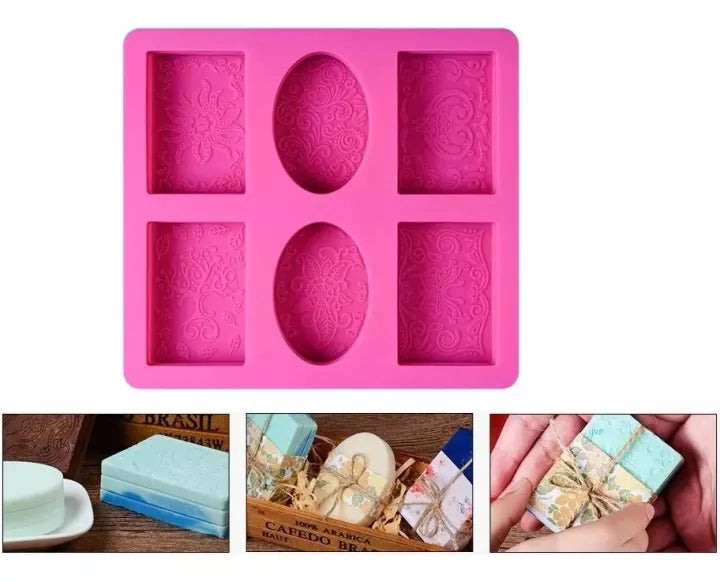 6 Cavity DIY Silicone Soap Molds Classical Handmade Silicone Molds for Bath Bombs, Craft Soap Making Supplies