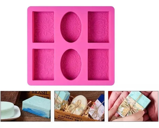 6 Cavity DIY Silicone Soap Molds Classical Handmade Silicone Molds for Bath Bombs, Craft Soap Making Supplies