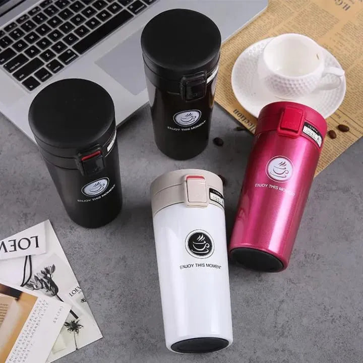 Hot & Cool Vacuum Double Layer Insulation Cup-Stainless Steel 380ml Leak Proof Premium Vacuum Flask Airtight Screw Lid and flip Lock
