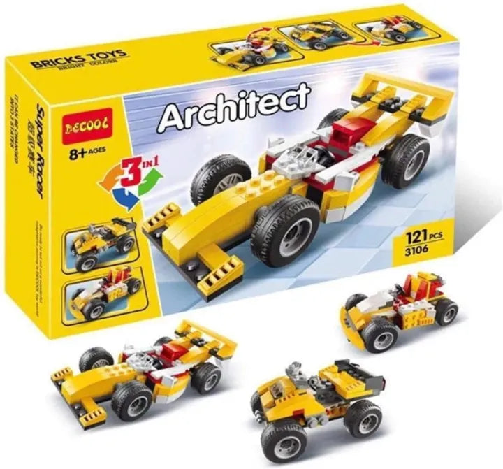 3 in 1 Architect Series Super racer Building Block Toy Set - Educational DIY Toys for Kids (Car)