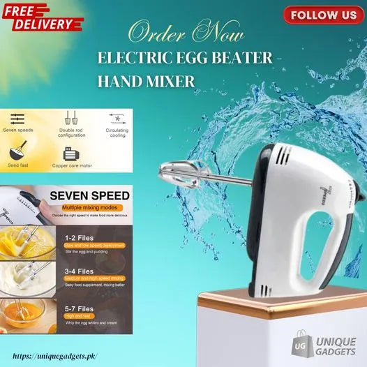 Electric Egg Beater Machine - Powerful Hand Mixer for Cake, Cookies, and Muffins - hand blender - blender machine -Efficient Egg and Cream Mixer-High-Speed Mixing Machine with Multiple Attachments- Ideal for Whipping, handblender, blender ,electric beater