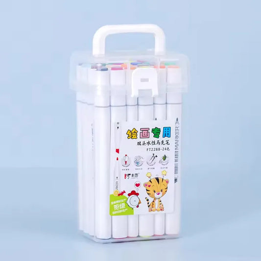 Colourful Minds 12/18/24/36/48 Colors Washable Double-Headed Markers Set for Kids | Alcohol Ink Art Markers for Drawing Sketching Manga | Safe Smooth Writing School Stationery & Japanese Art Supplies